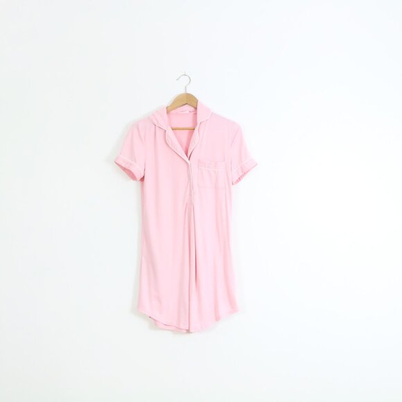 *Ekouaer Light Pink Button Up Sleep Dress - Picture 3 of 7